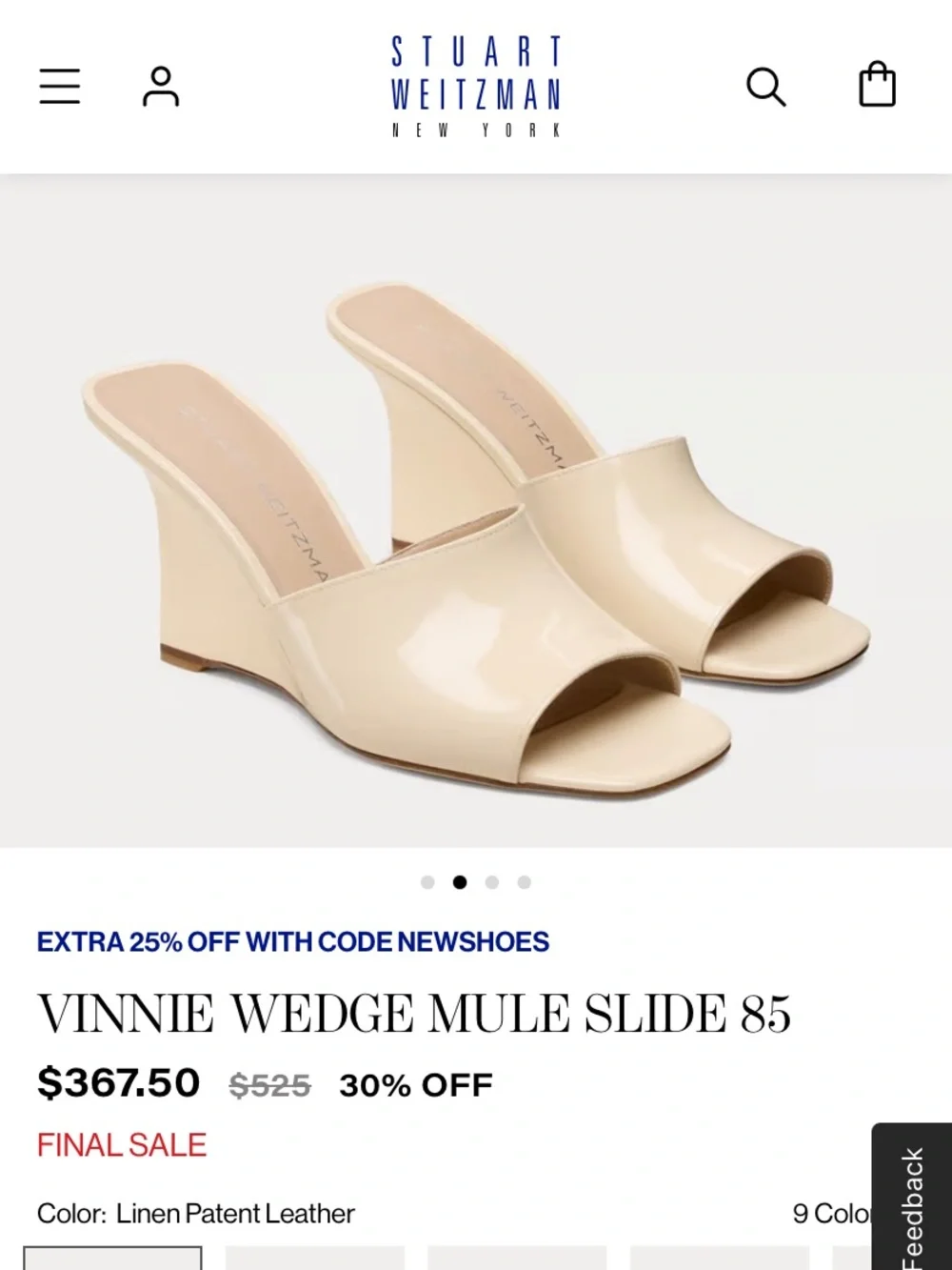 Y2K Stuart Weitzman Vinnie Wedge Mule Slide in Cream size 7B